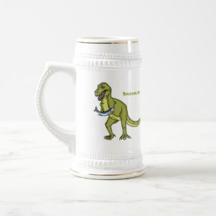Caneca De Cerveja Engraçado ilustração do dinossauro T rex