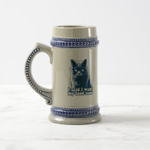 Caneca De Cerveja Engraçado meme de gato zangado para gatas e donos