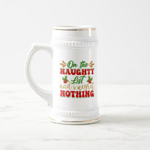 Caneca De Cerveja Engraçado Papai noel de Natal lista de palavras ar