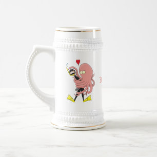 Caneca De Cerveja Engraçado polvo abraços mergulham humor de desen