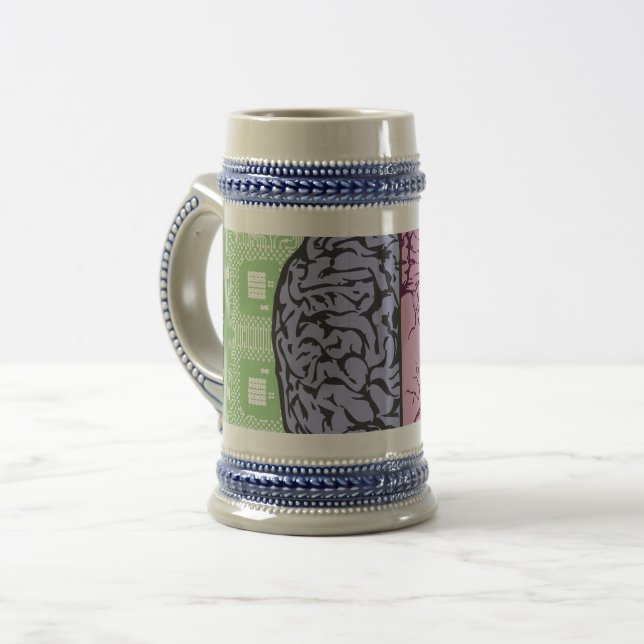 Caneca De Cerveja Equilíbrio do coração do cérebro emoção (Frente Esquerda)