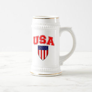 Caneca De Cerveja Escudo da Bandeira Americana Patriótica dos EUA