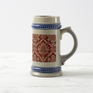 Caneca De Cerveja Escuro Elegante Vintage Dark Beige Damask Weave