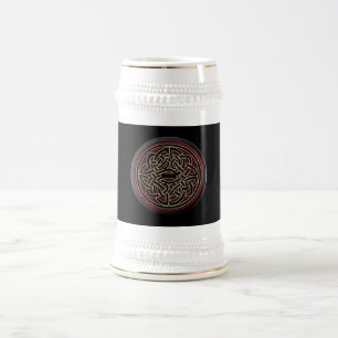 Caneca De Cerveja Escuro - nó celta metálico vermelho e preto