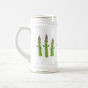 Caneca De Cerveja Espargos bonitos cantando caricaturas de trio vege