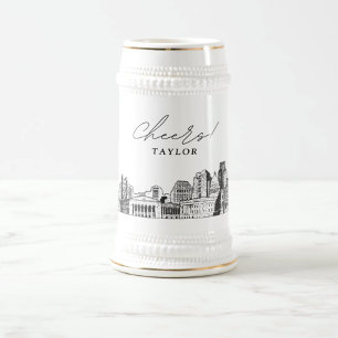 Caneca De Cerveja Esquema Personalizado do Gift Sacramento Skyline