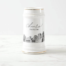 Caneca De Cerveja Esquema Personalizado do Gift Sacramento Skyline