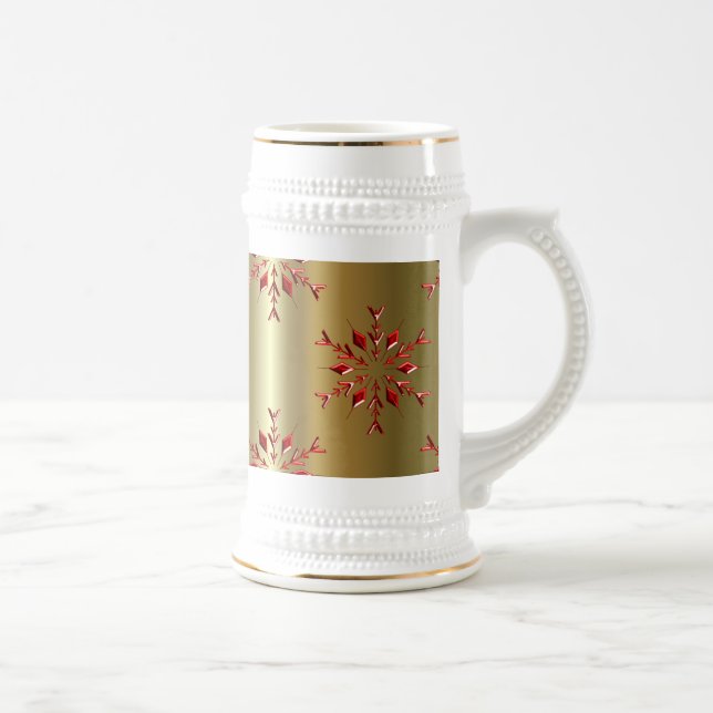 Caneca De Cerveja Estrelas de Natal Vermelho na Dourada (Direita)