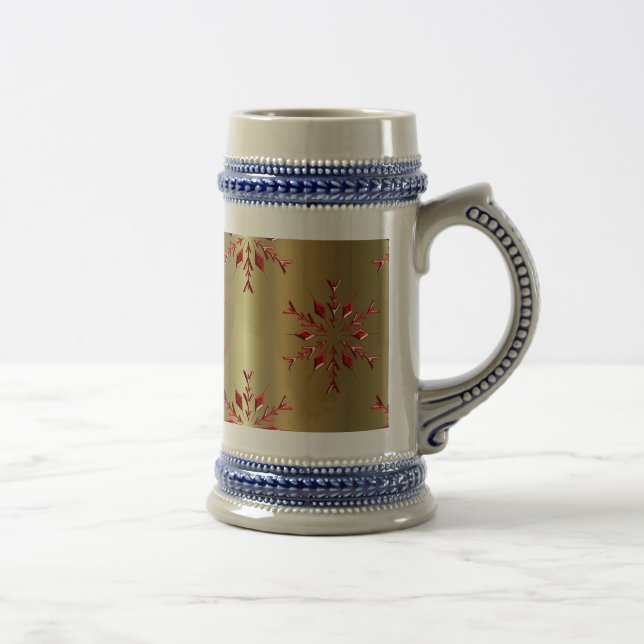 Caneca De Cerveja Estrelas de Natal Vermelho na Dourada (Direita)