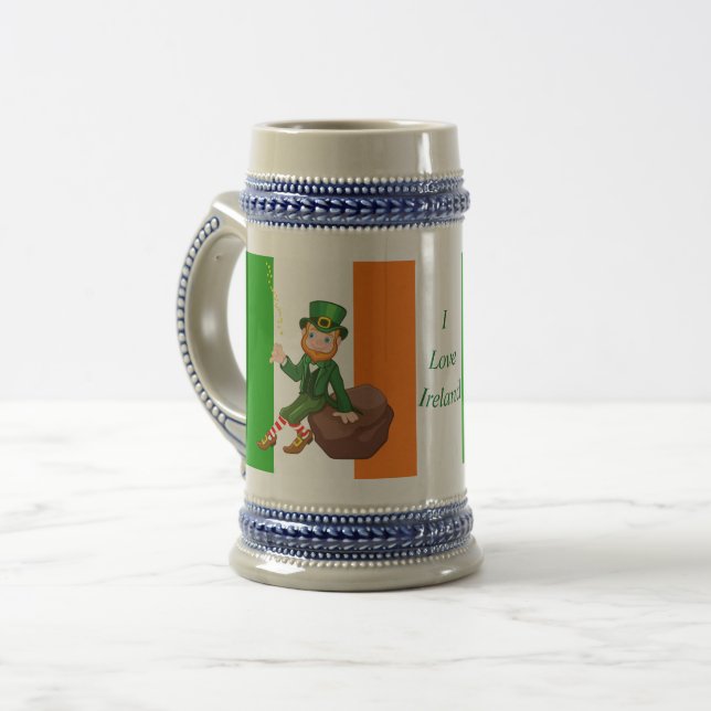 Caneca De Cerveja Eu Amo a Irlanda (Frente Esquerda)