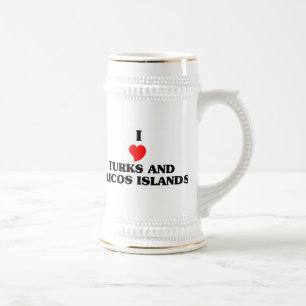 Caneca De Cerveja Eu amo Ilhas Turks e Caicos