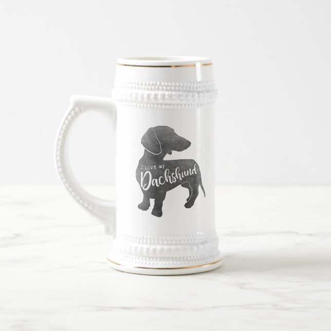 Caneca De Cerveja Eu amo meu Wiener de Doxie Teckel do Dachshund (Esquerda)