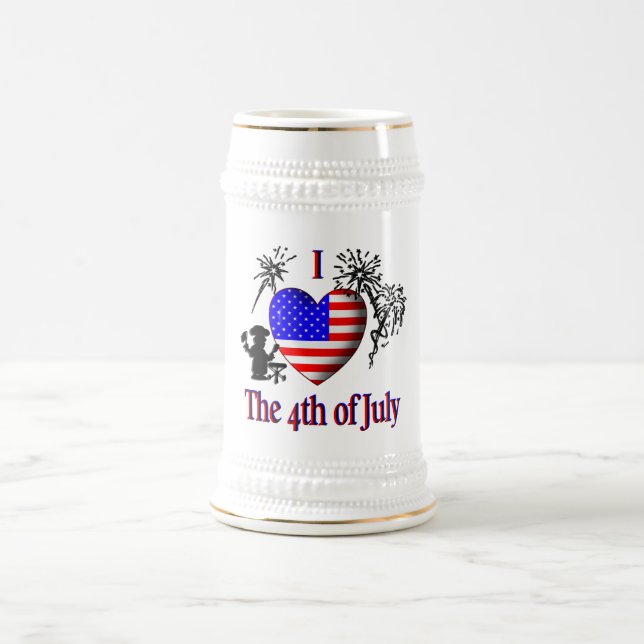 Caneca De Cerveja Eu Amo o 4 de Julho (Centro)