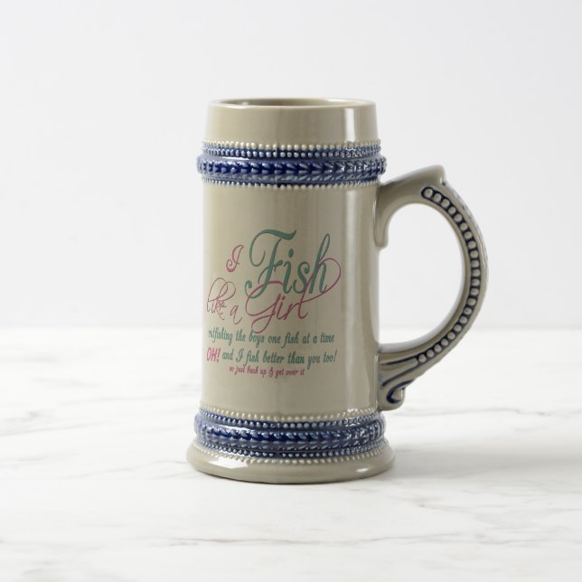 Caneca De Cerveja Eu pesco como uma garota pescando (Direita)
