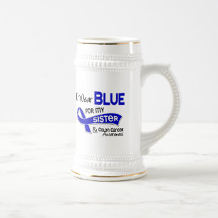 Caneca De Cerveja Eu visto o azul para meu cancro do cólon da irmã