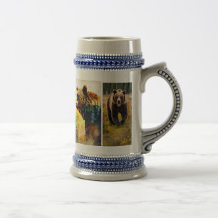 Caneca De Cerveja Família Majestosa de Ursos na Floresta Ensolarada
