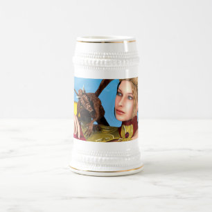 Caneca De Cerveja Fantasia Princesa Dragão Arte Digital