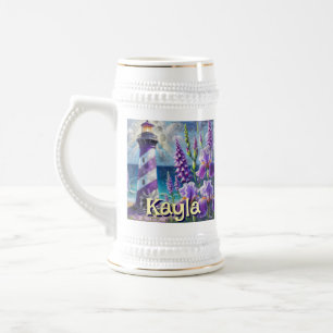 Caneca De Cerveja Farol Roxo com Foxglove & Iris Personalizado