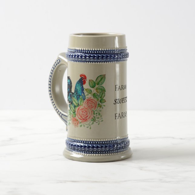 Caneca De Cerveja Fazenda Doce Fazenda Galo Floral (Frente Esquerda)