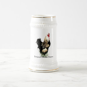 Caneca De Cerveja Fazendeiro da galinha do quintal com design do