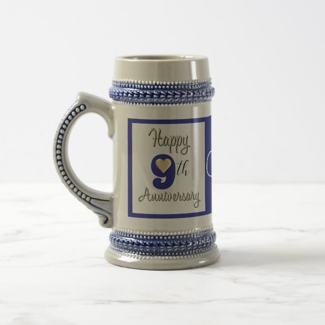 Caneca De Cerveja Feliz 9.º aniversário de casamento Presente (Esquerda)