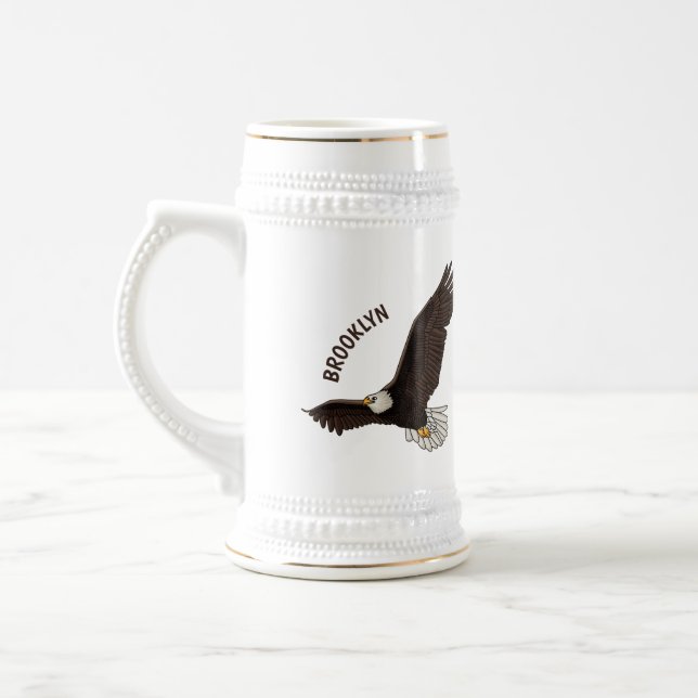 Caneca De Cerveja Feliz desenho animado de águia-calva voadora (Esquerda)