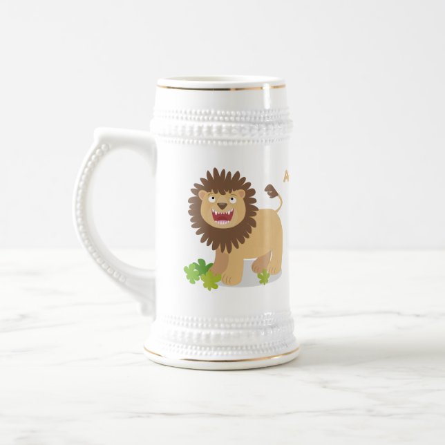 Caneca De Cerveja Feliz desenho animado de leão (Esquerda)