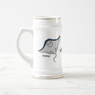 Caneca De Cerveja Feliz desenho animado de peixes-raia