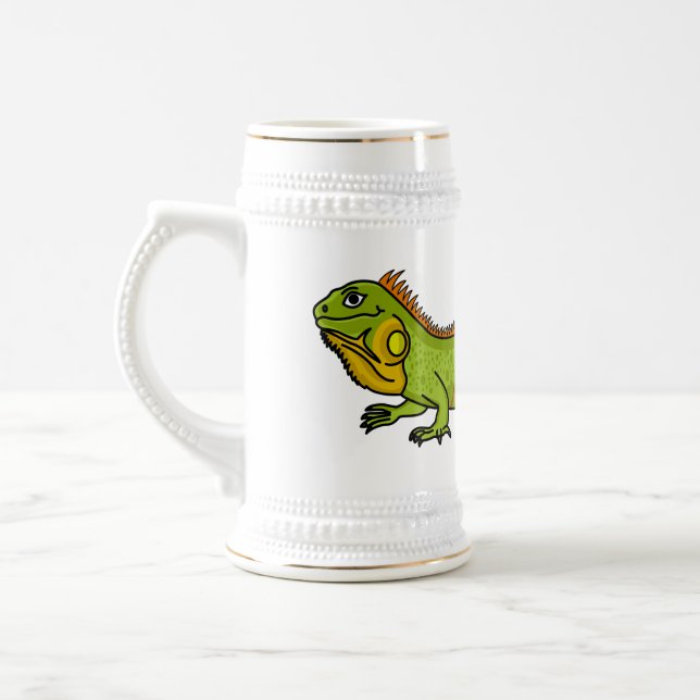 Caneca De Cerveja Feliz desenho da iguana verde (Esquerda)