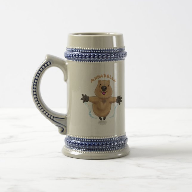 Caneca De Cerveja Feliz design de desenho de quokka (Esquerda)