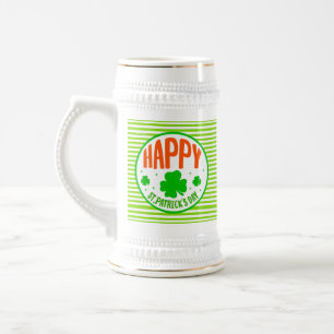 Caneca De Cerveja Feliz Dia de São Patrício Círculo Design