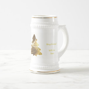 Caneca De Cerveja Feliz Natal Árvore Dourada de aparência elegante C