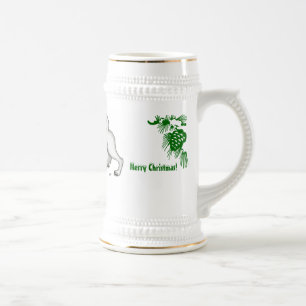Caneca De Cerveja Feliz Natal! Cachorro com Bell e Ball