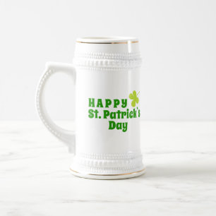 Caneca De Cerveja Feliz Rua do dia de Patrick Shamrock Green