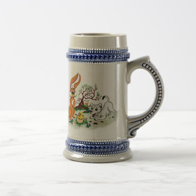 Caneca De Cerveja Felz pascoa! Welpe, Küken, Hase (Direita)