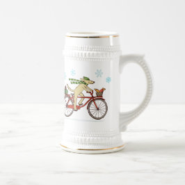 Caneca De Cerveja Feriado de inverno lunático do cão e do esquilo do