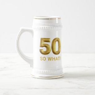 Caneca De Cerveja Festa de Aniversário Divertida Golden 50 So What