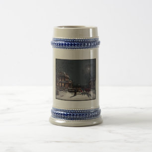 Caneca De Cerveja Festa de Véspera de Natal Vitoriana Carruagem de I