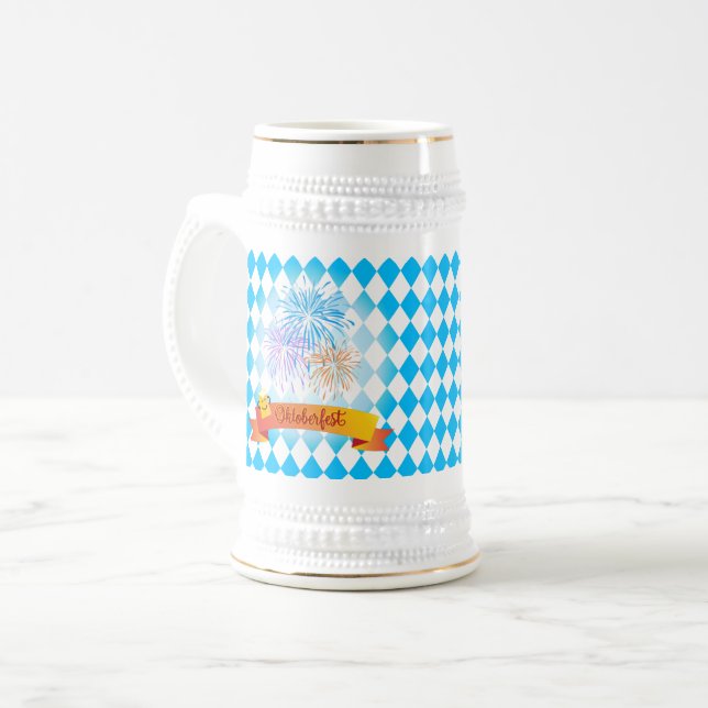Caneca De Cerveja Festival de cerveja OKTOBERFEST Bandeira Azul (Frente Esquerda)