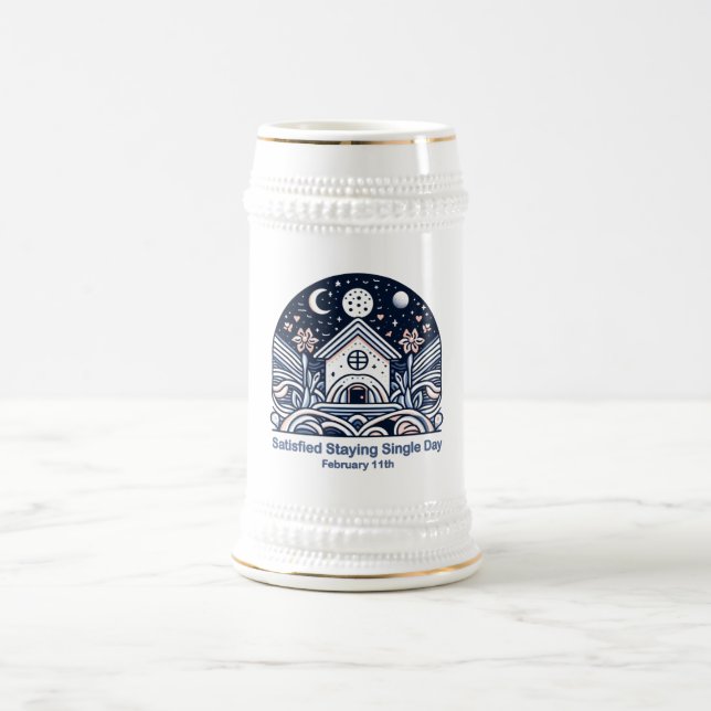 Caneca De Cerveja Fev 11 Satisfeito Com Solteiro (Centro)