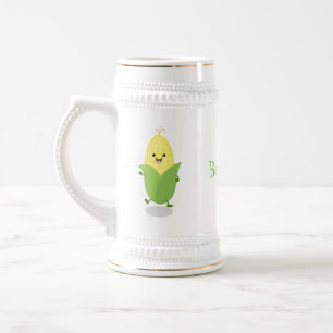 Caneca De Cerveja Figura de desenho animado de milho feliz