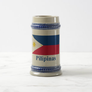 Caneca De Cerveja Filipinas embandeiram com nome no filipino