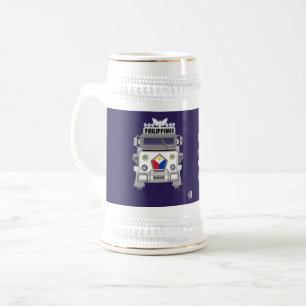 Caneca De Cerveja Filipinas Jeepney, elegante, bandeira de Filipinas