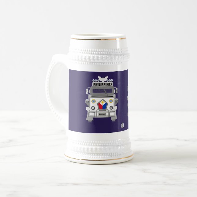 Caneca De Cerveja Filipinas Jeepney, elegante, bandeira de Filipinas (Frente Esquerda)