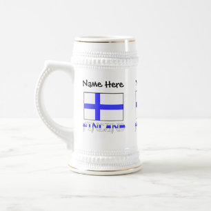 Caneca De Cerveja Finlândia e Bandeira Finlandesa Personalizada