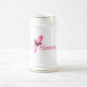 Caneca De Cerveja Fita do sobrevivente do cancro da mama