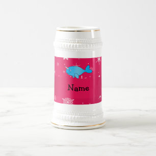 Caneca De Cerveja Flocos de neve cor-de-rosa narwhal conhecidos