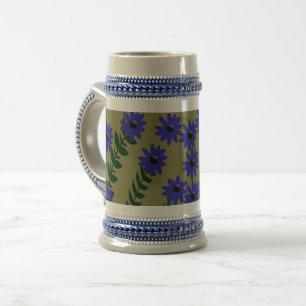 Caneca De Cerveja Flor Azul com Tela Estalada