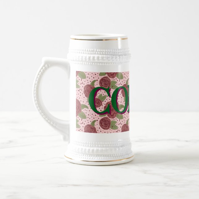 Caneca De Cerveja Floral Coffee Mug - Nome Personalizado (Esquerda)