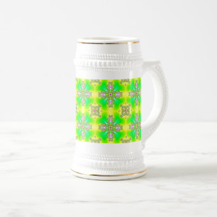 Caneca De Cerveja Flores Artdeco em Estilo Retro